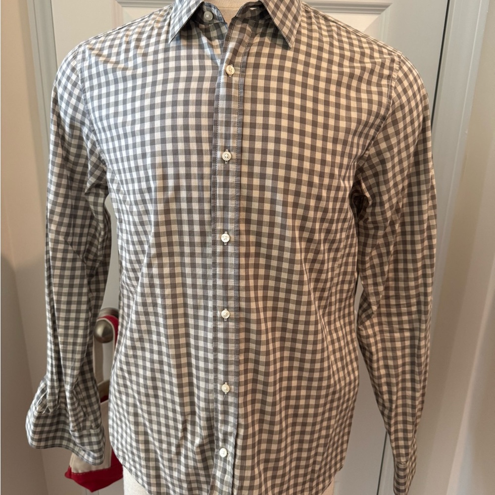 Vince Men's Tan Plaid Button Up Shirt